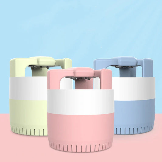 Mini USB Mosquito Killer Lamp in cherry blossom pink, sky blue, and light grass green