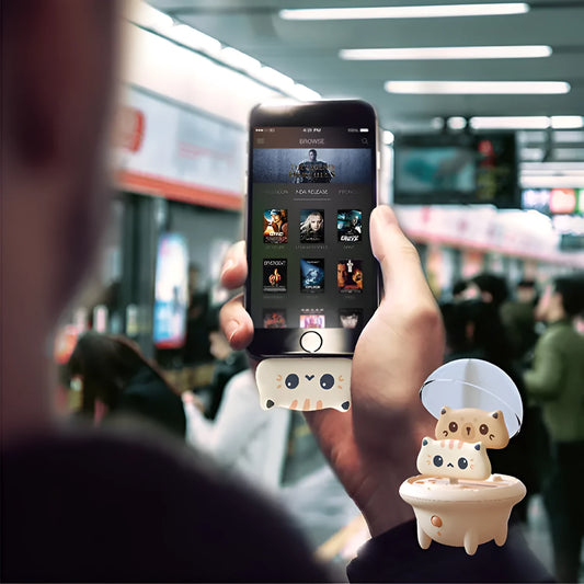 Cartoon bear or cat design fast charging power bank compatible with Apple iPhone and Type C devices