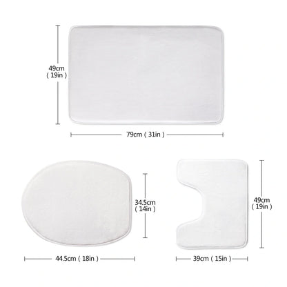 Custom 3D style bathroom set with flannel mats and toilet seat cover in various patterns