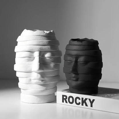 Nordic-style ceramic art vase with matte finish, 20-25cm height, black or white colour options