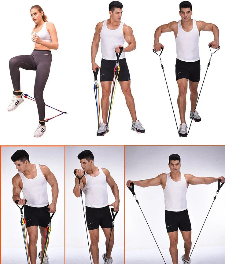 Portable Fitness Resistance Bands Set for home workouts and strength training
