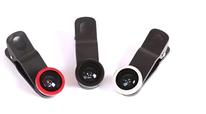 Mini camera lens clip attachment for mobile phones with wide-angle and macro lenses