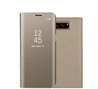 Samsung Galaxy Note20 phone case with detachable stand in mirrored rose gold finish.