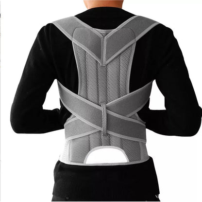 Adjustable Posture Corrector Belt in black and grey, sizes XS to 4XL
