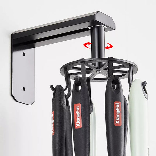 Space Aluminum Kitchen Rotating Hook Rack with 6 hooks in black or silver