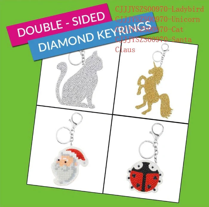 Animal diamond painting keychain with vibrant designs for keys or bags