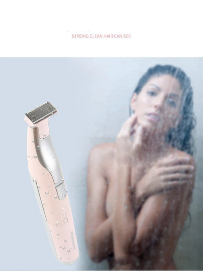 Portable hair shaver for women and men in pink and green with X3 limit comb