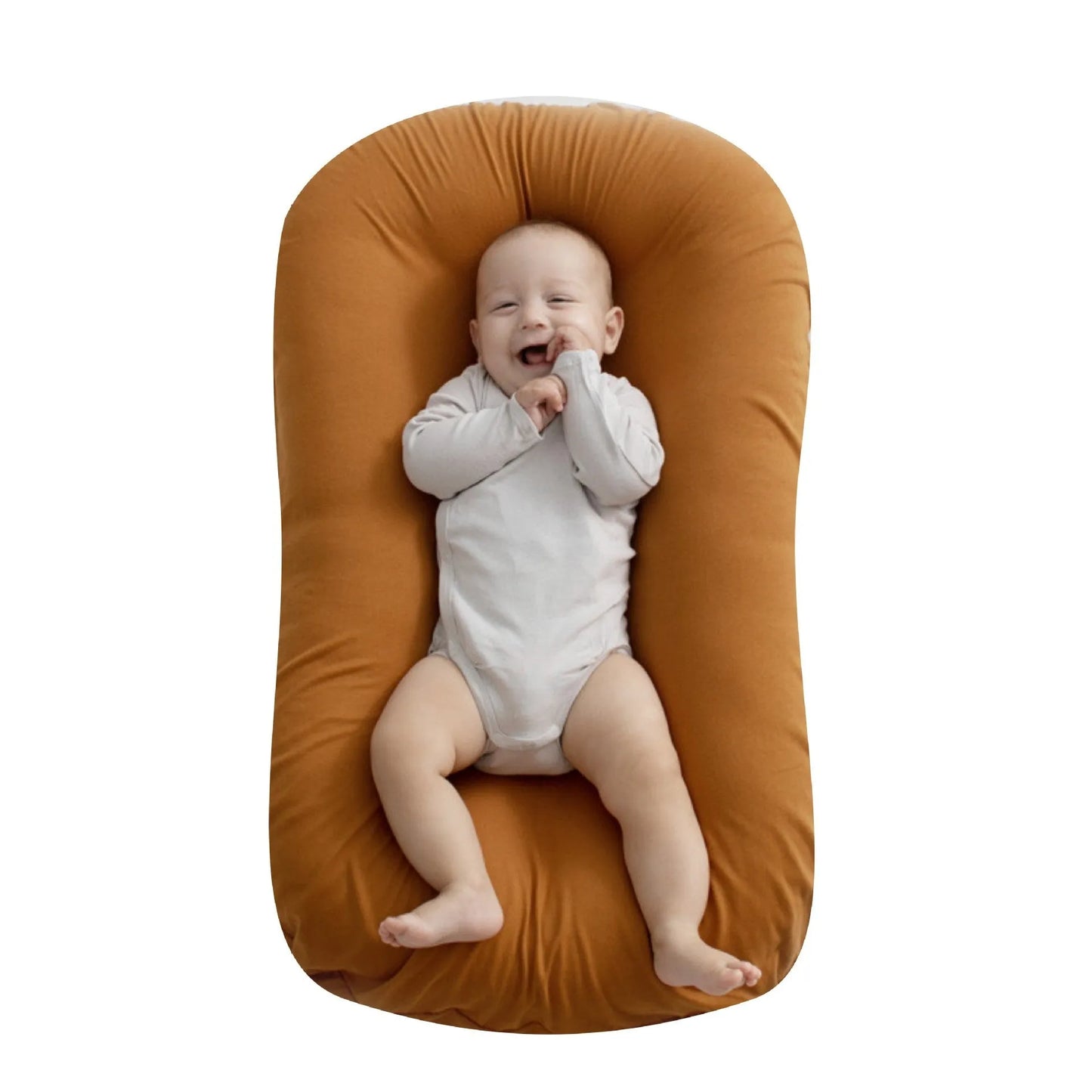 Beige portable cotton baby nest crib measuring 75 by 45 centimetres for newborn infants