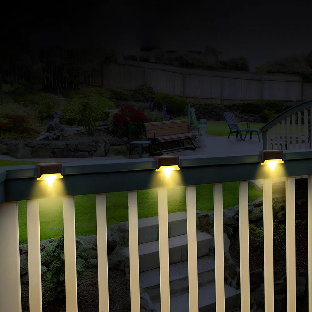 Coffee-coloured solar step light with amorphous silicon panel for outdoor staircase and garden illumination