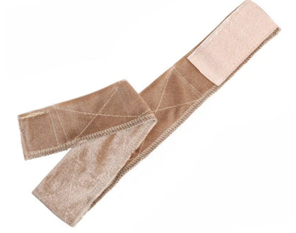 Adjustable headband with flexible velvet grip for securing wigs in place comfortably and stylishly