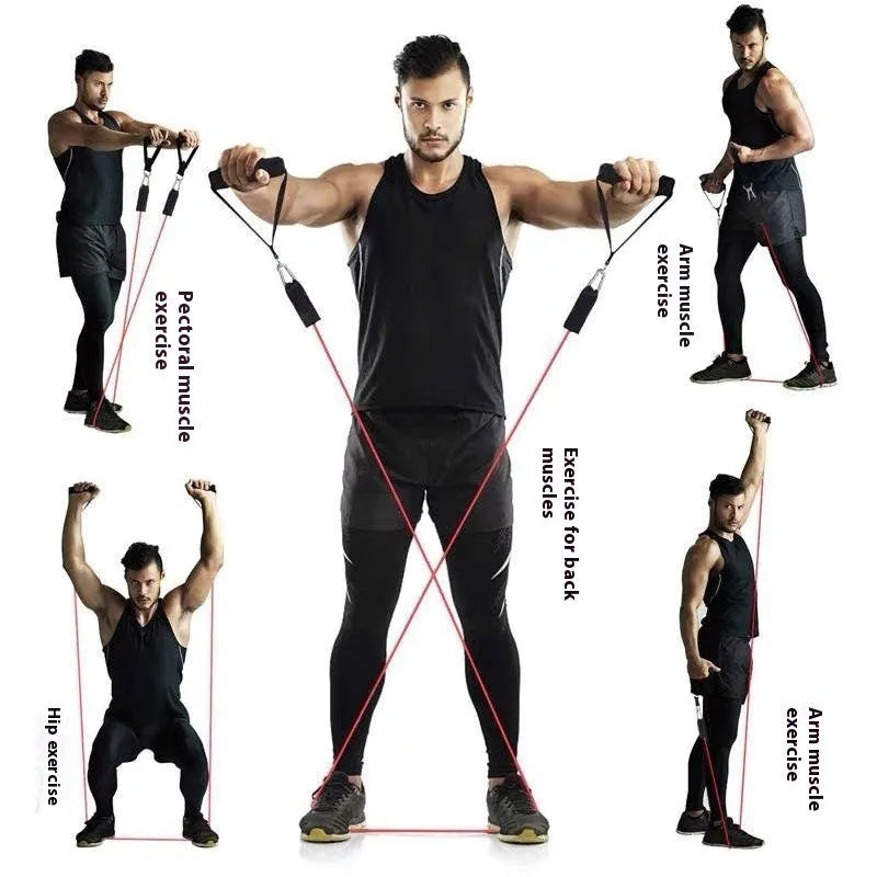 Multi-functional door sports pulling rope set with ABS plastic components and two hook sizes