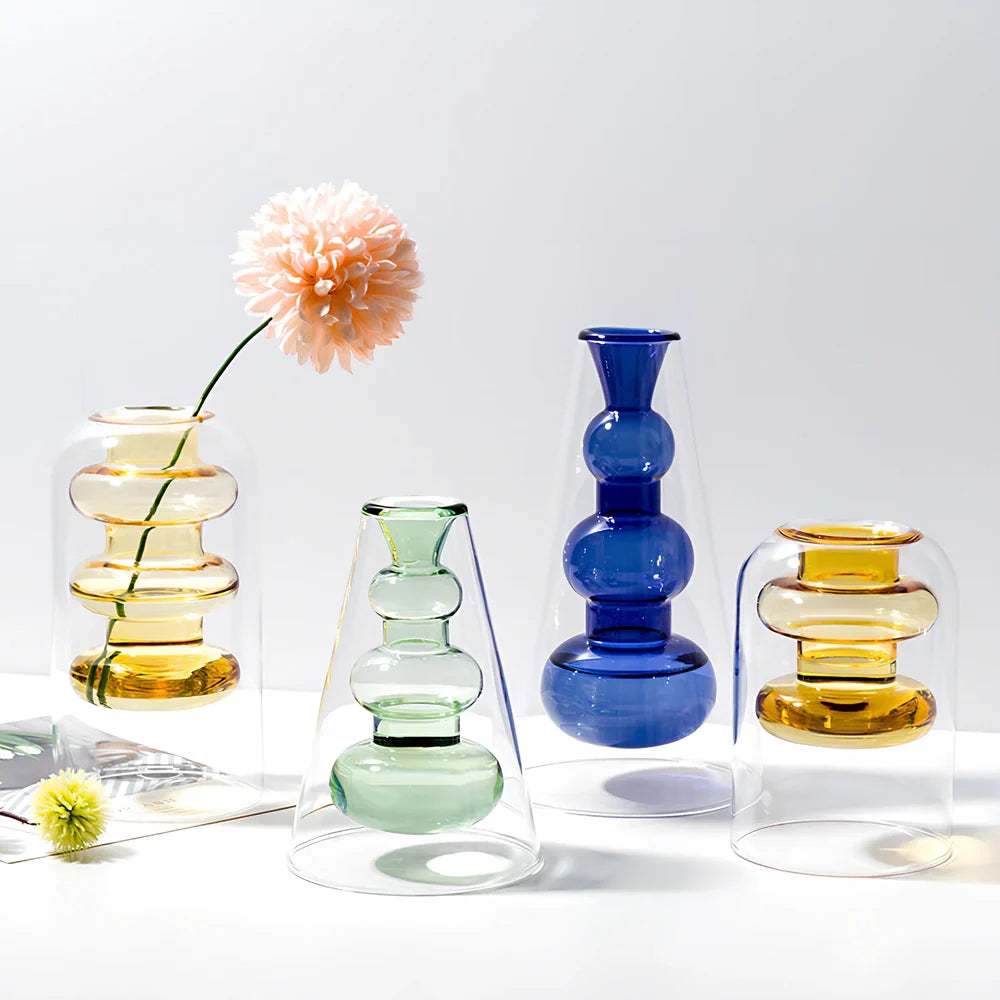 25cm tall European style glass vase in peacock blue with 15cm opening and weighted base