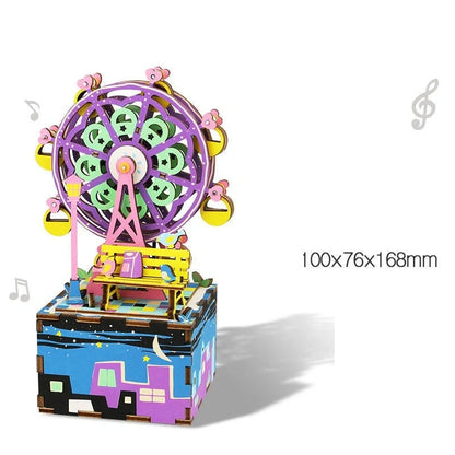 DIY 3D Kitty Ballet Wooden Puzzle with Moveable Music Box