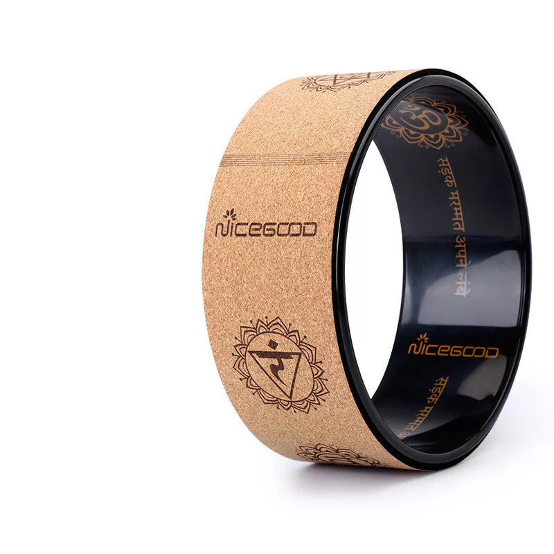 Eco-friendly Cork Yoga Wheel for yoga practice, 32cm diameter, natural cork and rubber construction