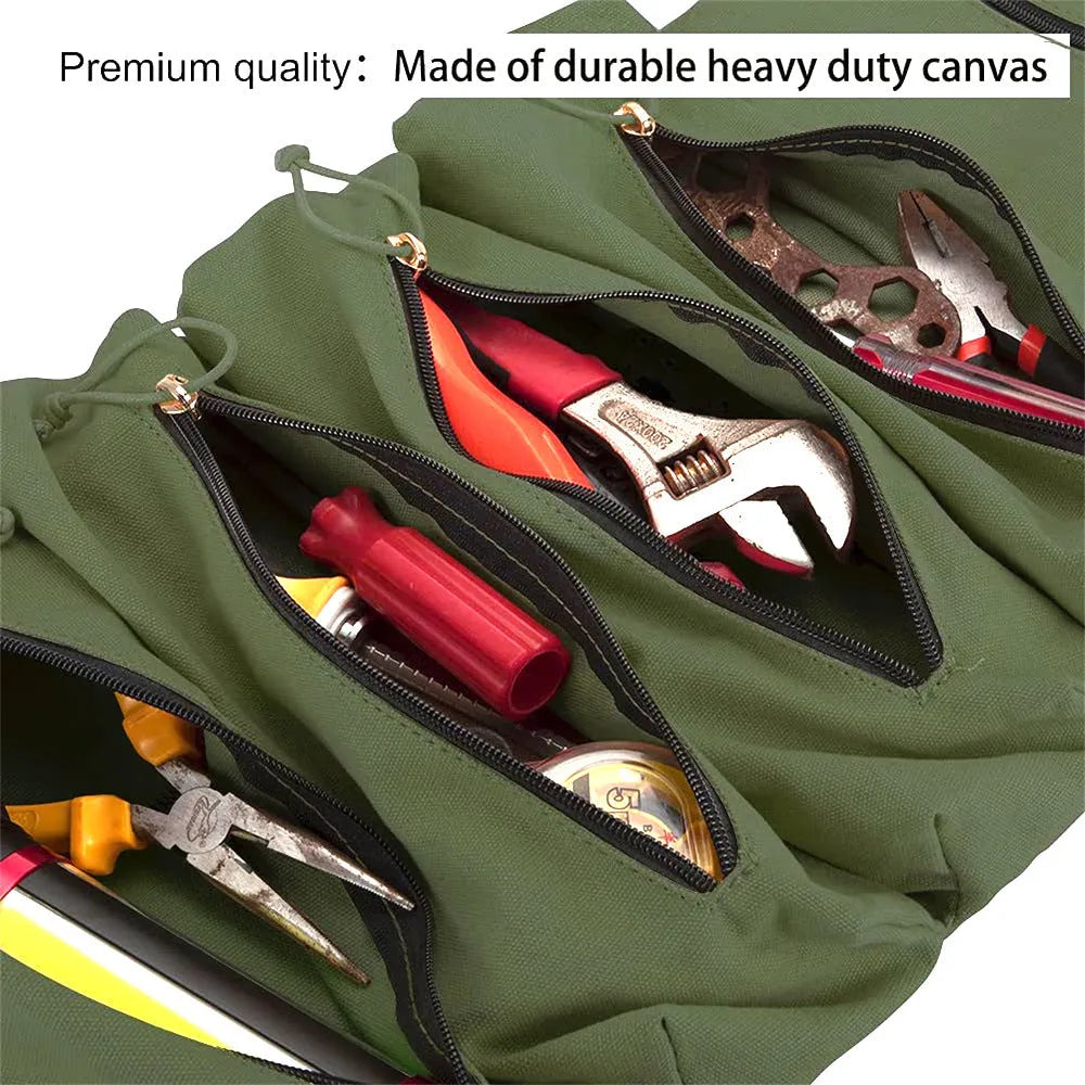 Super Roll Tool Roll Oxford cloth roll-up tool bag in Khaki, Army Green, or Black with 40KG weight bearing
