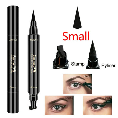 Dual-Tip Winged Eyeliner Stamp with Carbon-Black Pigment for Easy Application