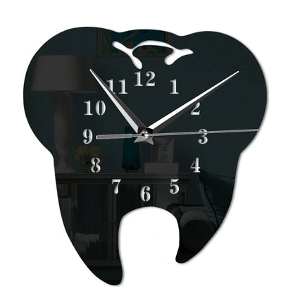 Rectangular acrylic tooth shape wall clock with mirror surface in modern Chinese design