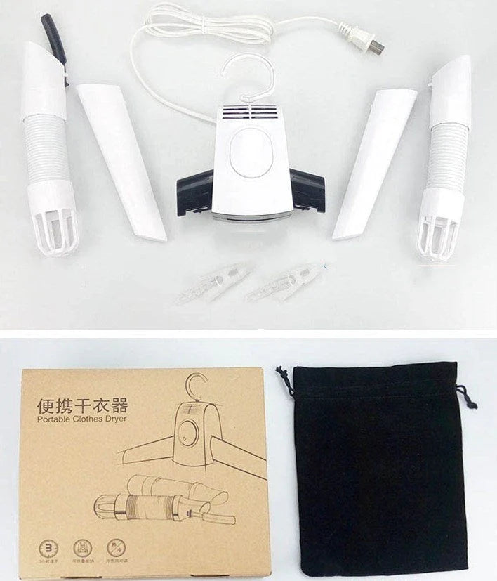Portable Clothes and Shoe Dryer with Foldable Electric Design for Travel and Home Use