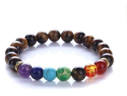 Natural Stone Colorful Bracelet with 8mm beads and 19cm inner circumference