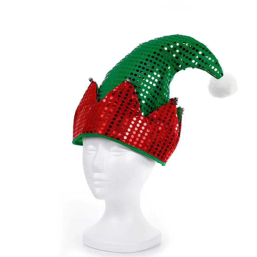 Red and green Christmas hat with 29.5cm circumference made from non-woven fabric
