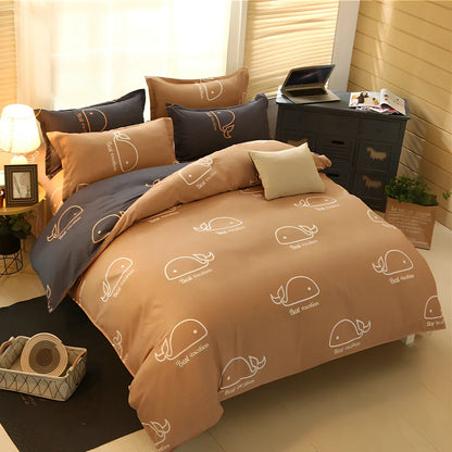 Cashmere cotton bedding set with reactive printed floral pattern in twill weave construction