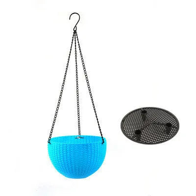A 210mm diameter hanging basket planter with an attached chain, shown in one of seven available colours.