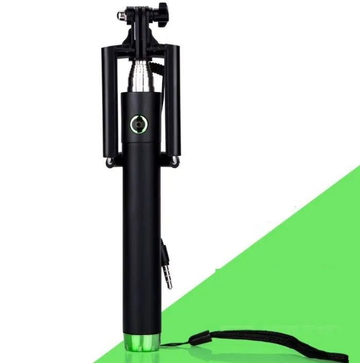 Aluminium alloy telescopic line-controlled self-timer rod in multiple colours.