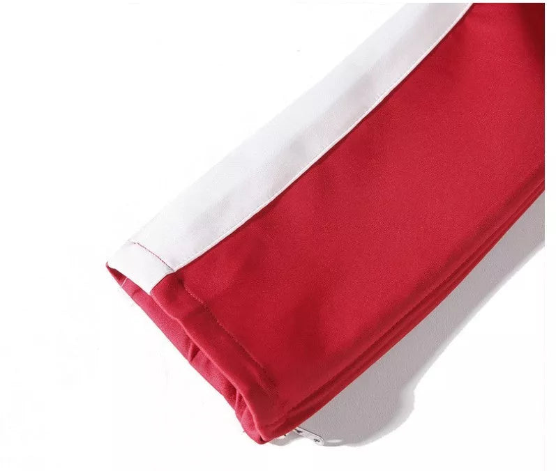 Men's casual pants with retro color stripe and inside zipper