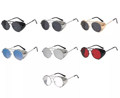 Steampunk sunglasses with metal frame and UV400 protection in various colors