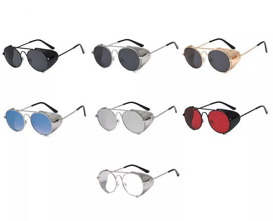 Steampunk sunglasses with metal frame and UV400 protection in various colors