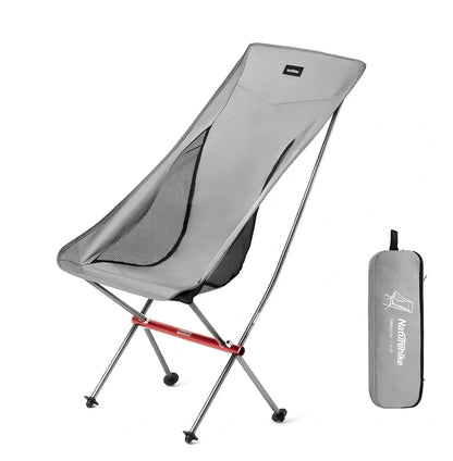 Ultralight aluminium camping chair folded with carry bag, showing compact 45cm size