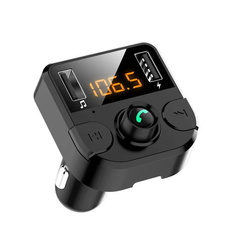 Black car MP3 Bluetooth player with 1.1-inch display for cigarette lighter installation