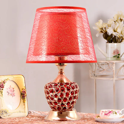 Gold crystal glass bedside lamp, 30cm height, chrome metal base for bedroom lighting in 5-15m² spaces