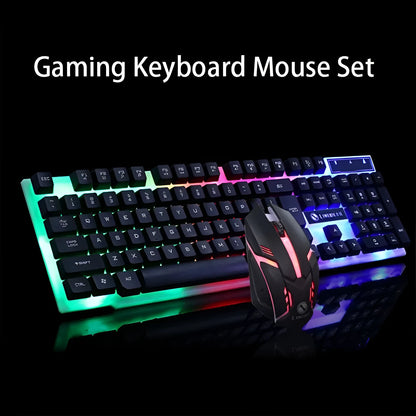 GTX300 white gaming keyboard and mouse set with colour backlighting on desk