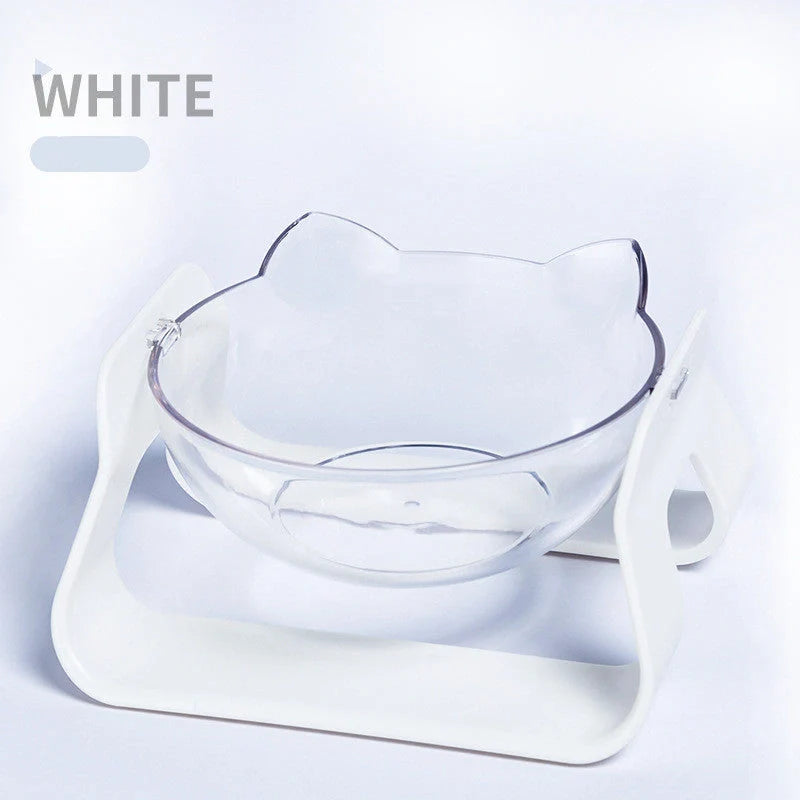 Adjustable Oblique Mouth Cat Bowl in Pearl White, Cherry Pink, Ocean Blue, and Bamboo Charcoal Black