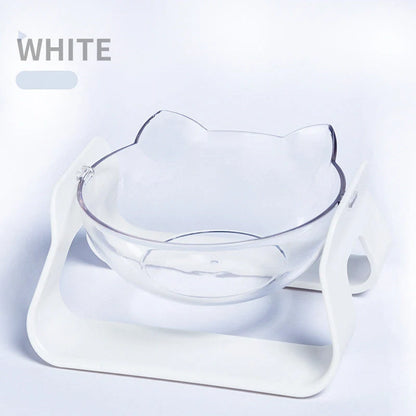 Adjustable Oblique Mouth Cat Bowl in Pearl White, Cherry Pink, Ocean Blue, and Bamboo Charcoal Black