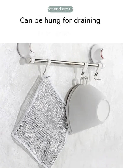 Silver silk cloth pattern steel wire cleaning cloth measuring 20x20cm for kitchen pots and bowls