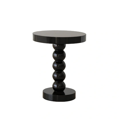 Vintage solid wood round bedside table with 40cm diameter top in minimalist design