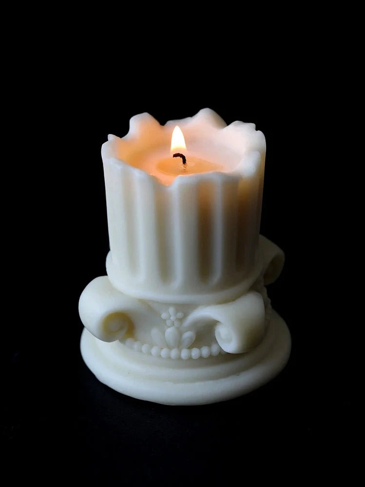 Roman column D candle mould showing 7.6cm by 8cm dimensions for DIY scented candles