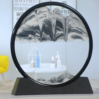 Mesmerizing Quicksand Art: A captivating glass craft featuring the fluid, colorful movements of sand