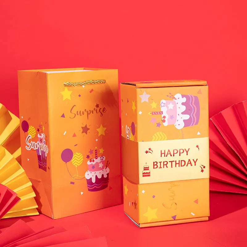 DIY folding paper surprise gift box with bouncing boxes for birthdays and holidays