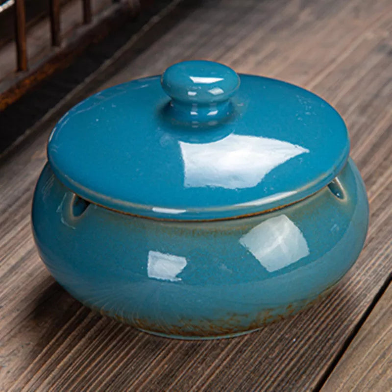 Personalized Chinese style ceramic ashtray, 11*11*8cm, various colors available