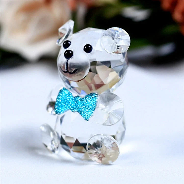 Handcrafted white crystal bear figurine with detailed carving and K9 purity