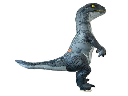 Jurassic World inflatable T-Rex costume standing 2.2m tall with battery fan and complete accessory set