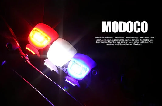 LED bike safety light with clip-on design and silicone body in multiple colours