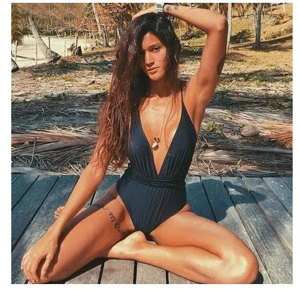 Women's backless monokini swimsuit with adjustable straps in various colors