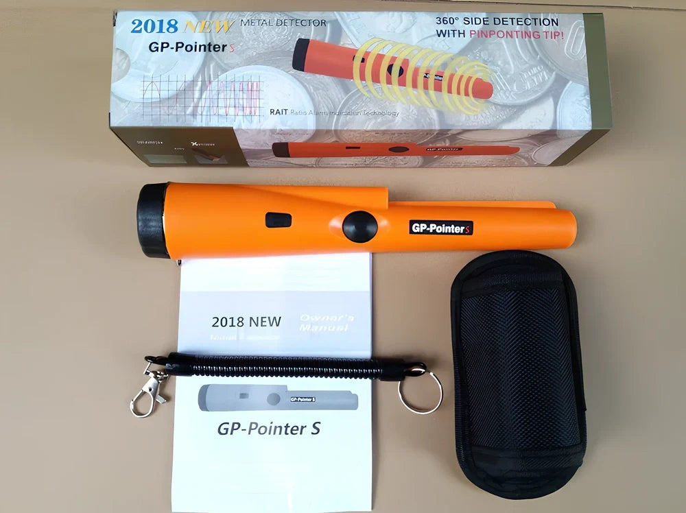 Garrett Pro-Pointer metal detector with black housing and waterproof search coil for precise target location