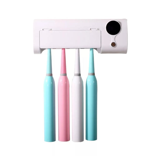 Smart UV Toothbrush Holder in white with LCD display for sterilization timing