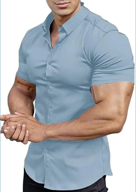 Men's casual short sleeve printed shirt in polyester available in multiple colours and sizes S to 5XL
