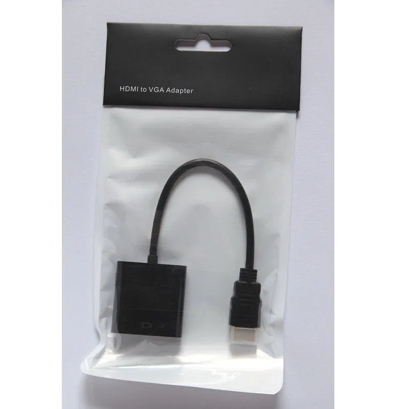 HDMI to VGA converter adapter with 0.3m black cable for set-top box connections